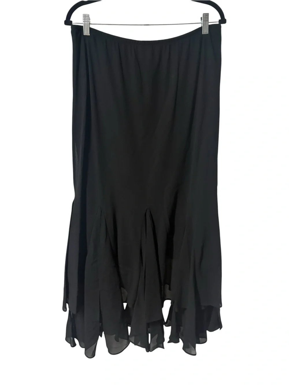 J.B.S. Black Chiffon Flared Maxi Skirt